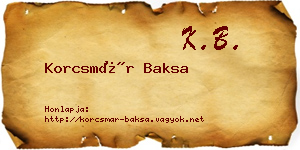 Korcsmár Baksa névjegykártya